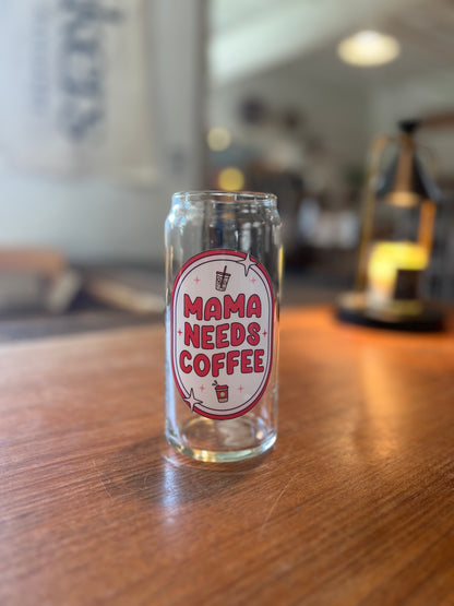 Mama Needs Coffee Oval Glass