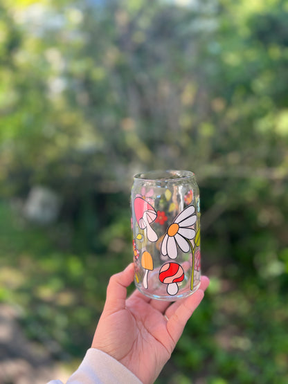 Mushroom Floral (Two-Sided) Glass