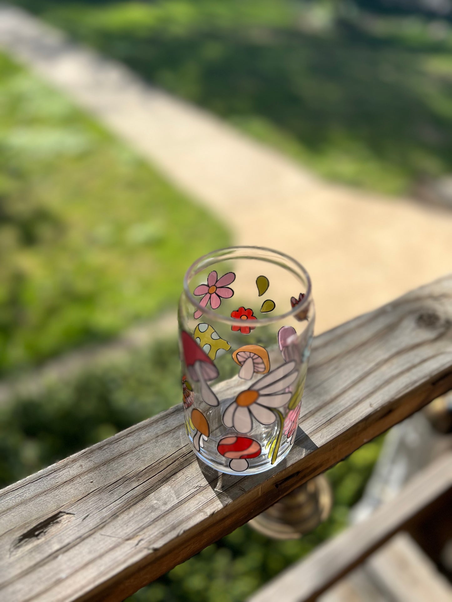 Mushroom Floral (Two-Sided) Glass