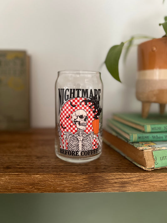 Nightmare Before Coffee Glass